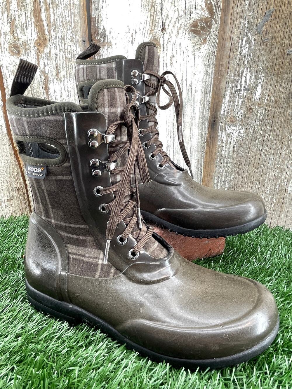 Bogs Women's Sidney Lace Plaid Lace Up Winter Boots Women's 7
